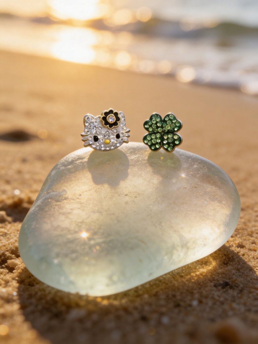 Vintage Hello Kitty Clover Stud Earrings
